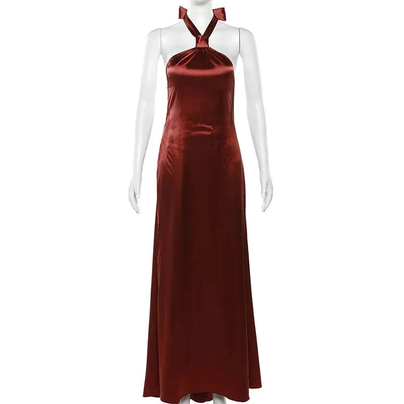 S / Burgundy Bomblook ASDS143 Halter Hollow Out Backless Party Dress Dress Sexy Woman Dress