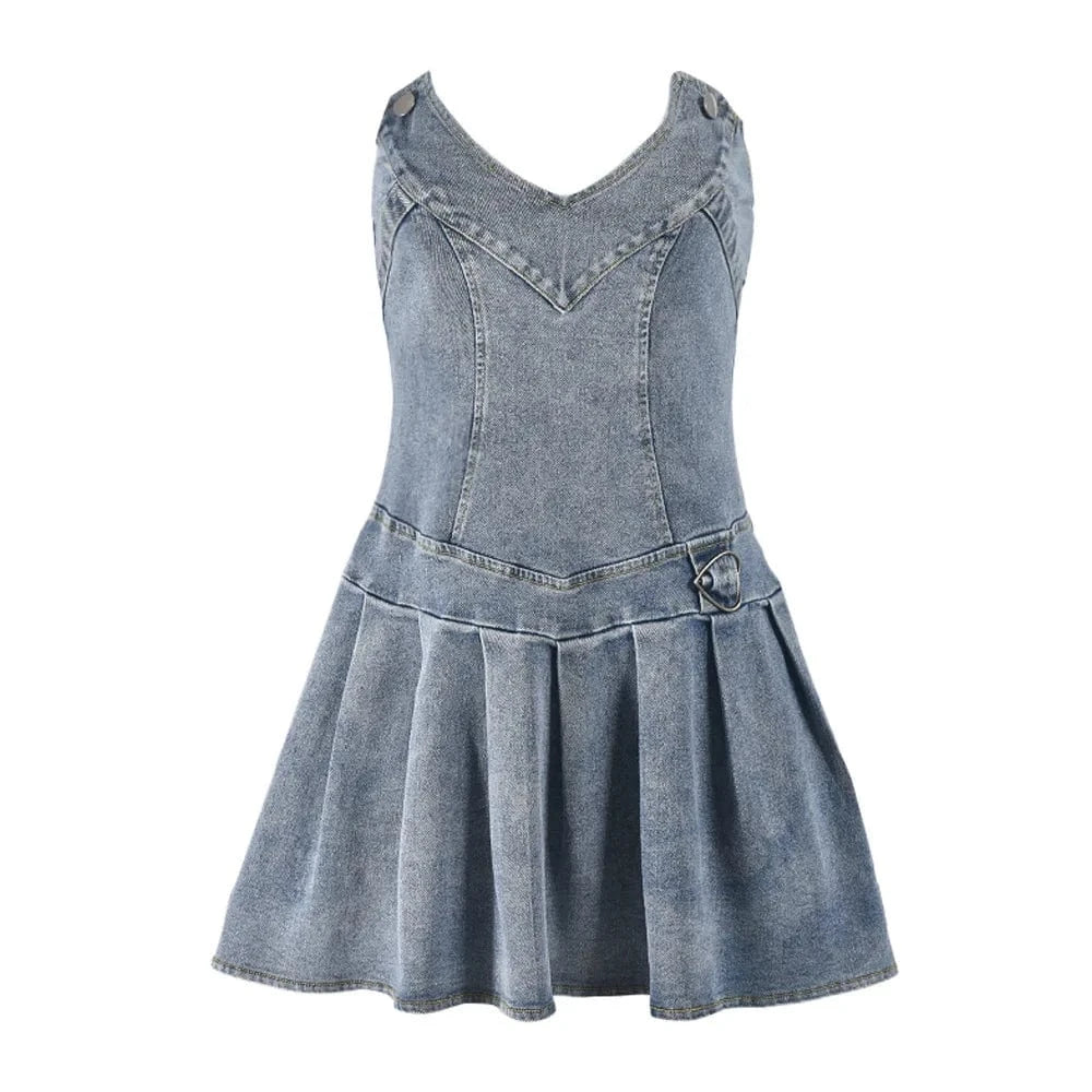 S / C422DS Blue Bomblook C422DS Deep V Neck Denim Mini Dress Bodycon Summer Sexy Club Party Stretchy Striped Strapless Dresses For Women 2024