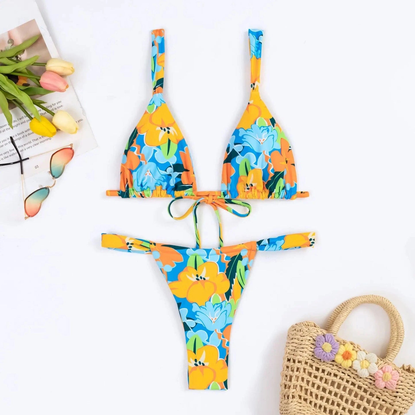 S / Color 2 2024 high quality print swimsuit bathing suit beachwear women bikini sets girls swimwear