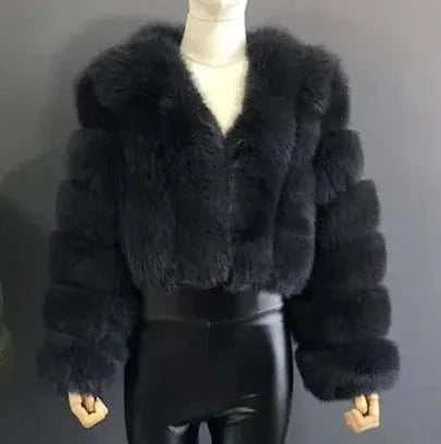 S / Dark grey New Design Plus Size Outdoor Furry Fall Ladies Fluffy Mommy And Me Adult Warm Trendy faux fox fur coats winter women's jackets