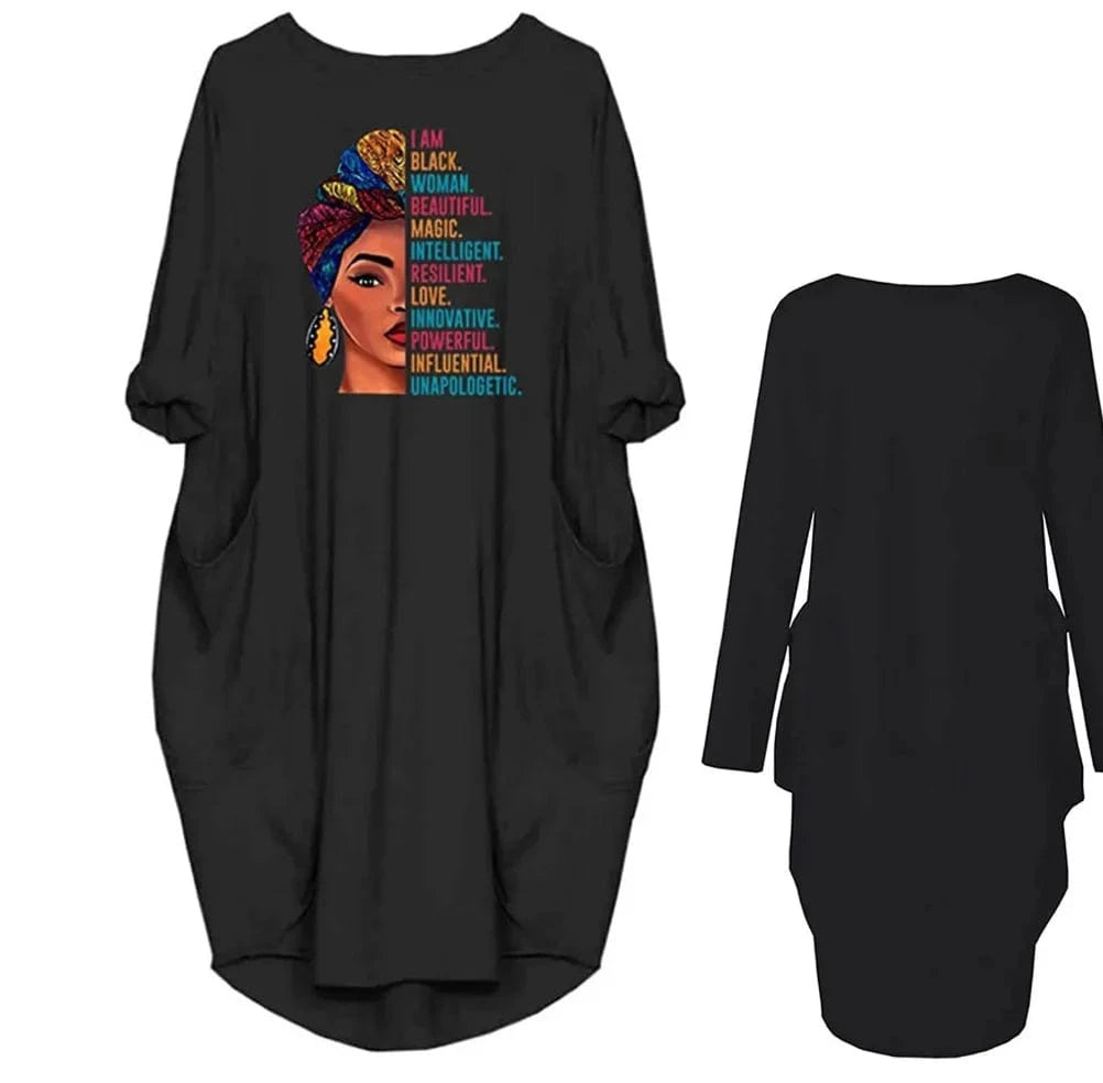 S / F-8010 BLACK Liu Ming Fashion Sexy Women Birthday Party Clothes Printed Long Clothing Casual Midi Dress