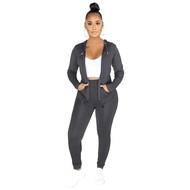 S / Gray 12 Color Autumn Jogger Tracksuits For Women Sweat Suits Two Piece Pants Set 2 Pieces Ladies Hoodies Sweatshirt Coat Clothes B780