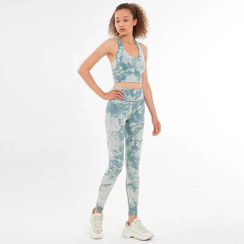 S / Gray green Xsunwing Custom LOGO Plus Size Two Piece Activewear suit Women Sports Bra Printed Yoga Set Fitness sportswear gym sets WSB9904