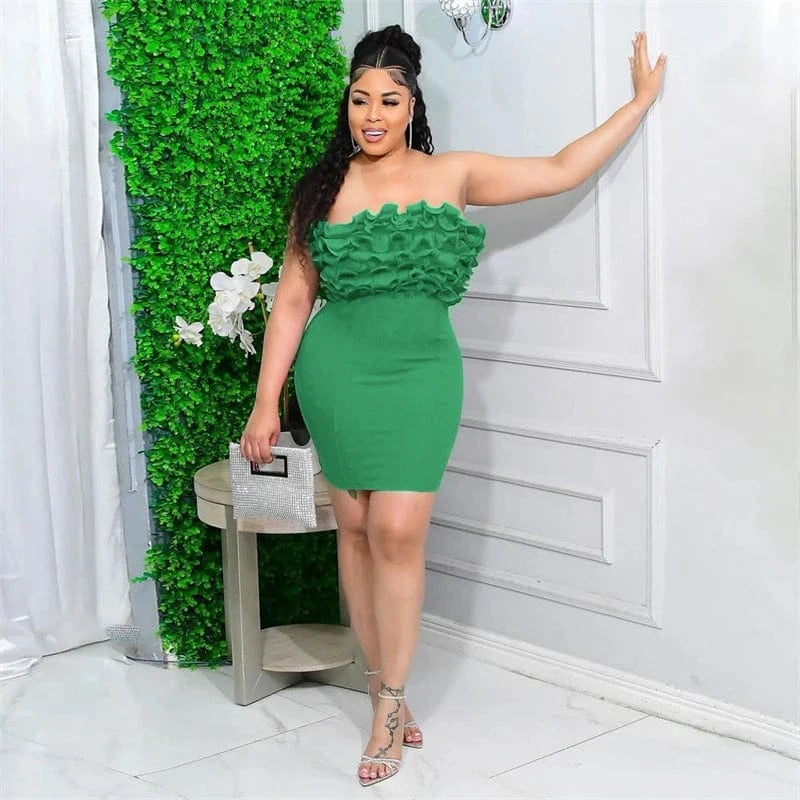 S / Green 2024 new arrivals women ladies modest elegant sexy dinner strapless warp mini bodycon evening dress ball gown for young women