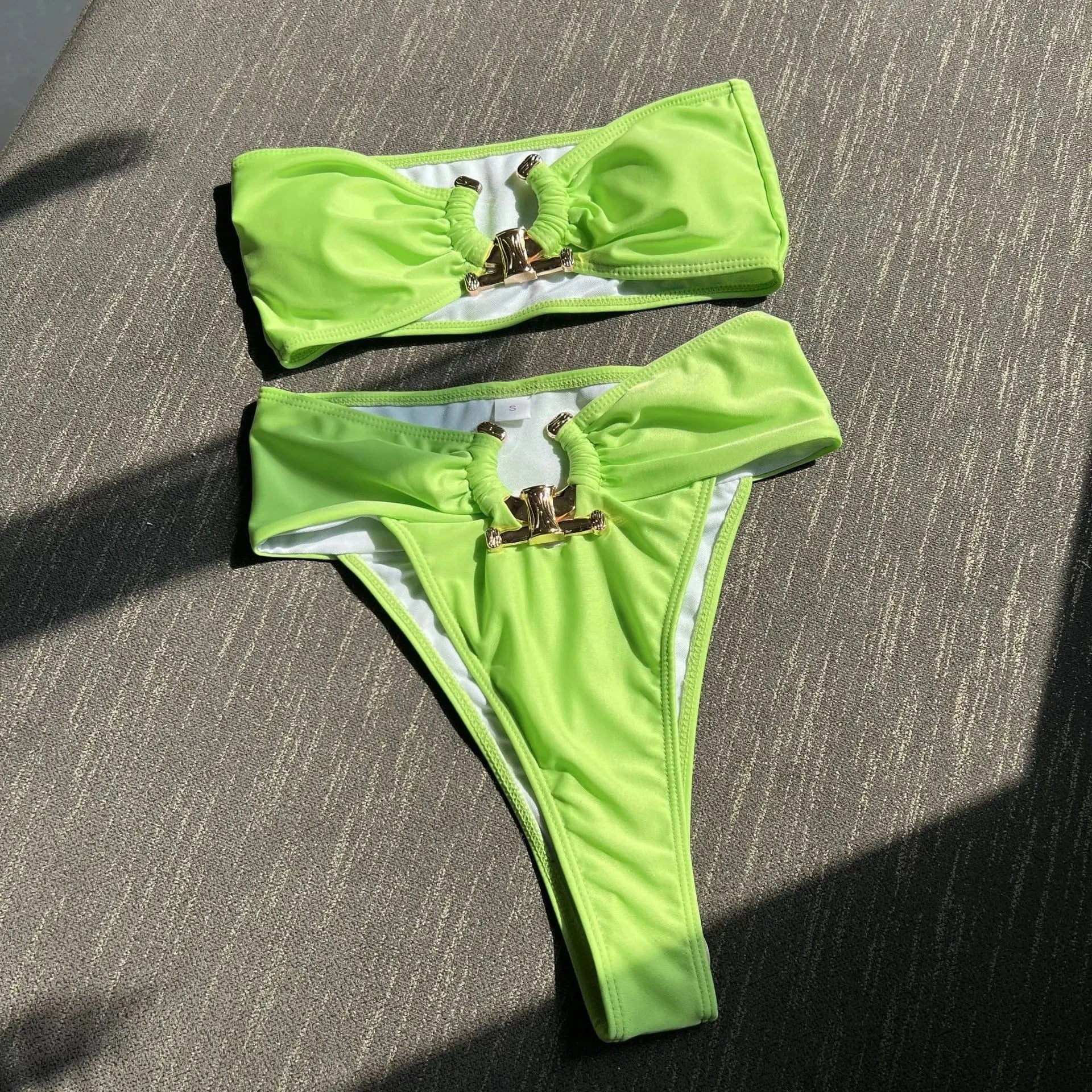 S / Green Ready to ship summer sexy strapless 2 piece bathing suit swimsuits for women 2024