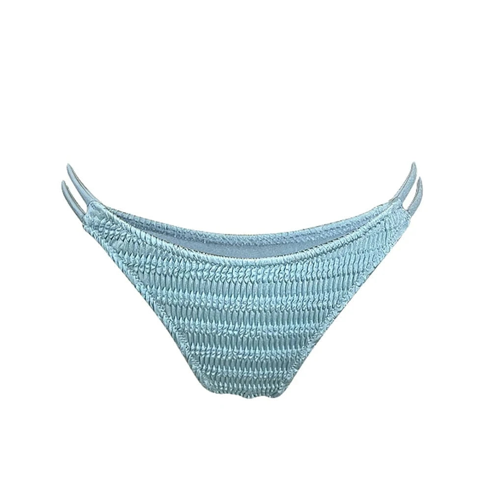 S / Light Blue 1 bottom New Design 2024 swimwear Bikinis Eco Friendly fabric Sexy Swimsuit Women beach recycle crinkle Bikini