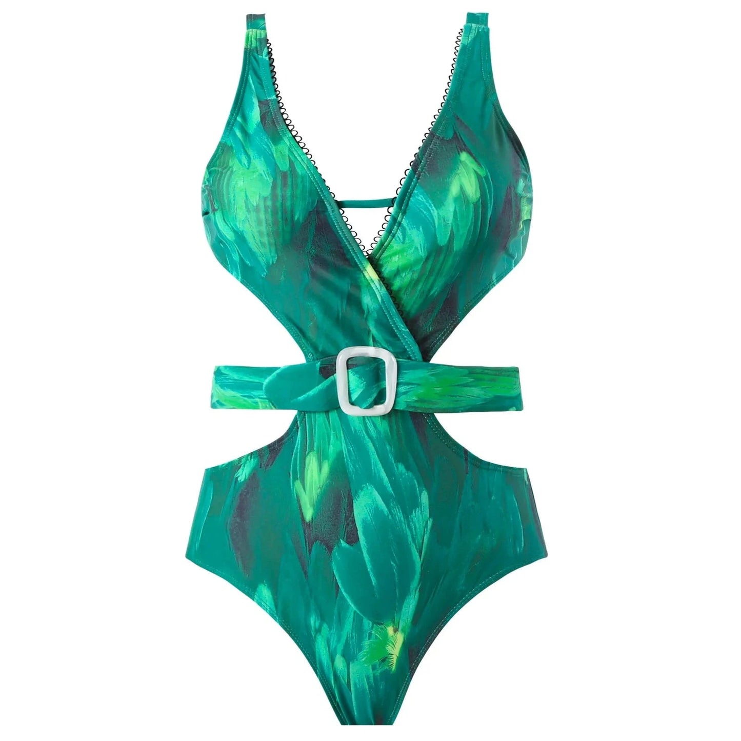 S / Only swimwear BESTWAYCLOX 2024 new factory digital print one pieces swimsuit Hollow out and Skirt two pieces Beach sets with Belt Swimwear OEM