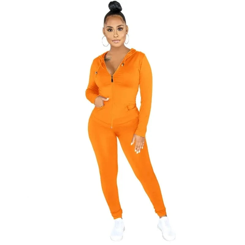 S / Orange 12 Color Autumn Jogger Tracksuits For Women Sweat Suits Two Piece Pants Set 2 Pieces Ladies Hoodies Sweatshirt Coat Clothes B780