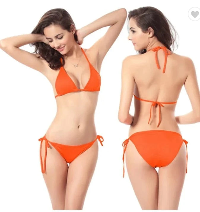 S / Orange Liu Ming Hot Selling Wholesale OEM Cheap Women Sexy More Solid Colors Swimsuit Swimwear Bikini