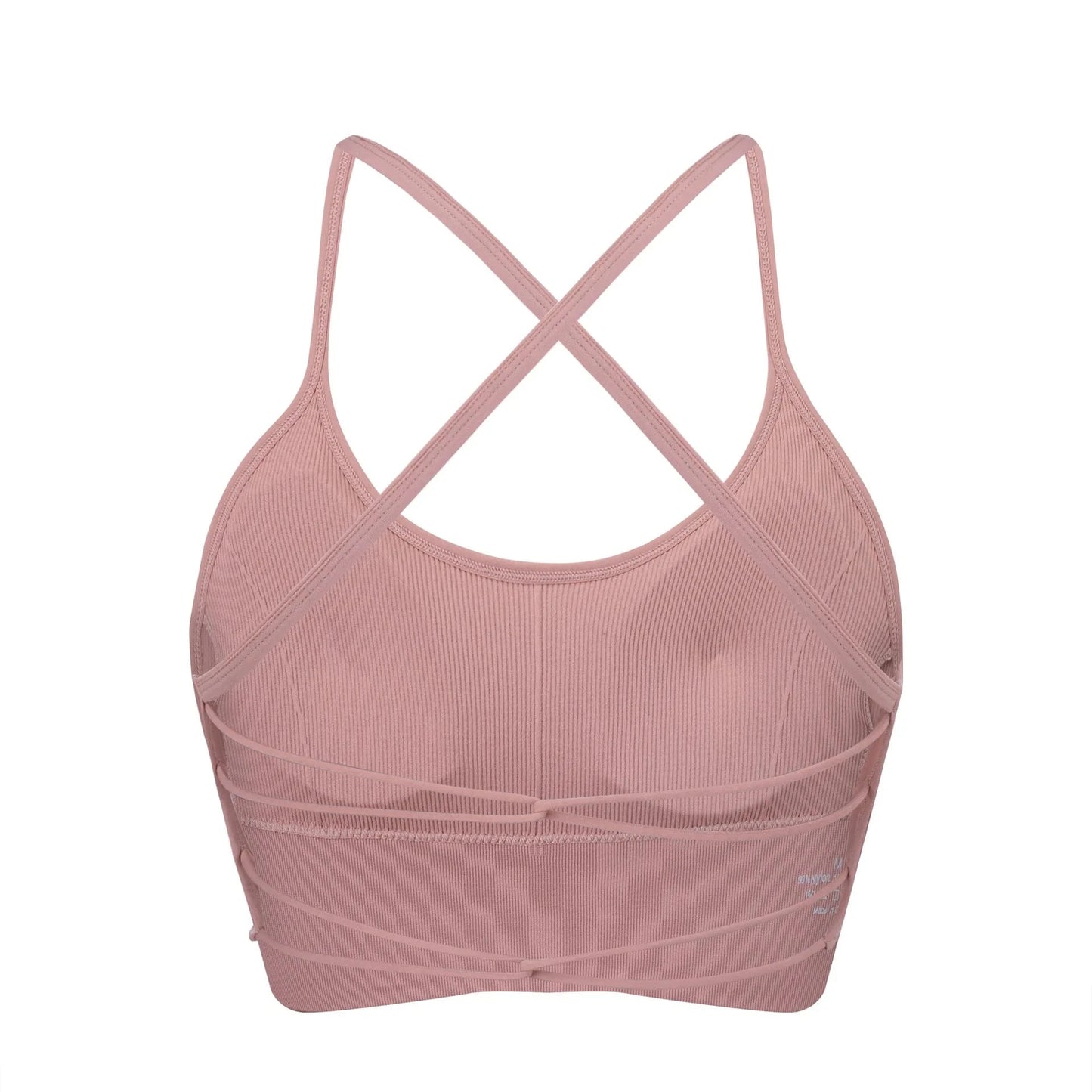 S / Pink 2024 Women yoga bra backless adjustable straps athletic gym fitness workout top sexy sports bra