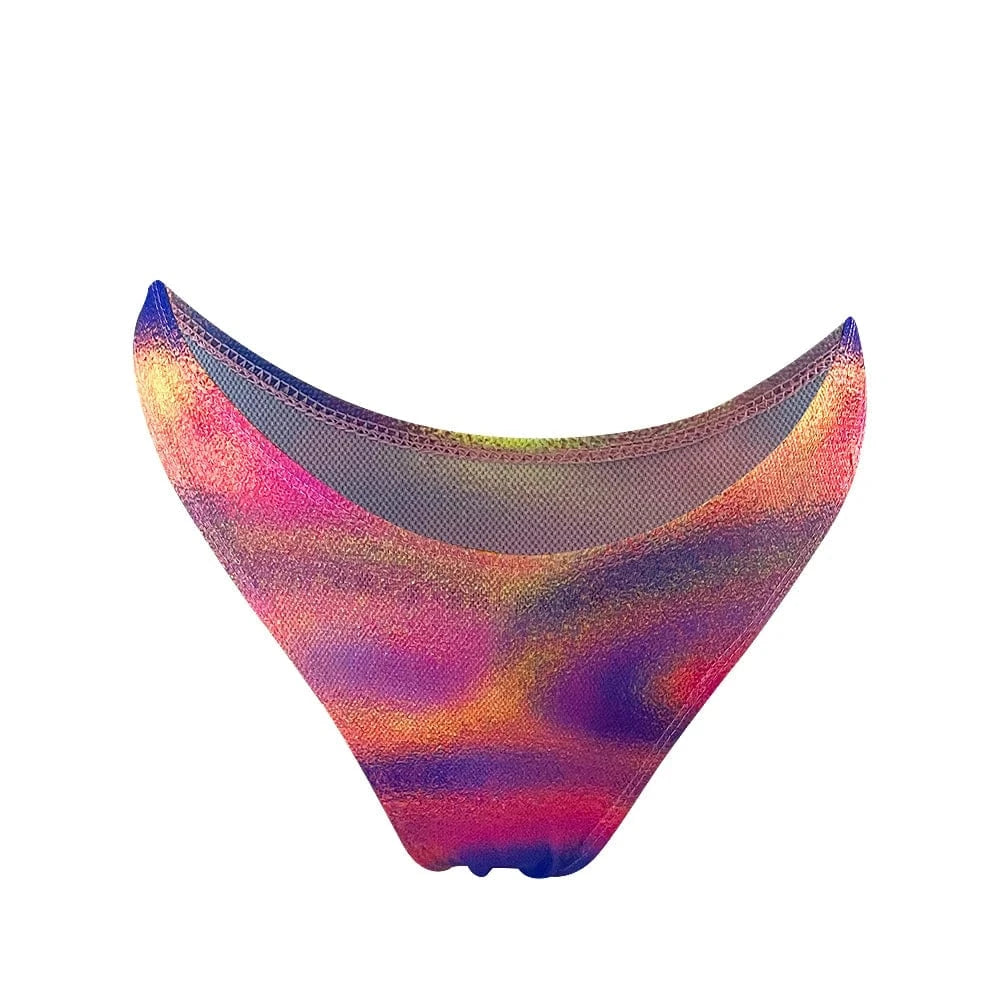 S / Pink bottom 2024 sexy tan-through fabric swimsuits beachwear wholesale bikini tan through Neck Bikini swimwear