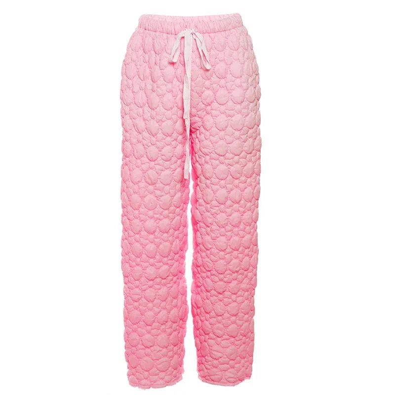 S / Pink New Product Ideas 2023 Solid Color Drawstring Plush Trousers High Waist Casual Pants Fashion Loose Straight Pants