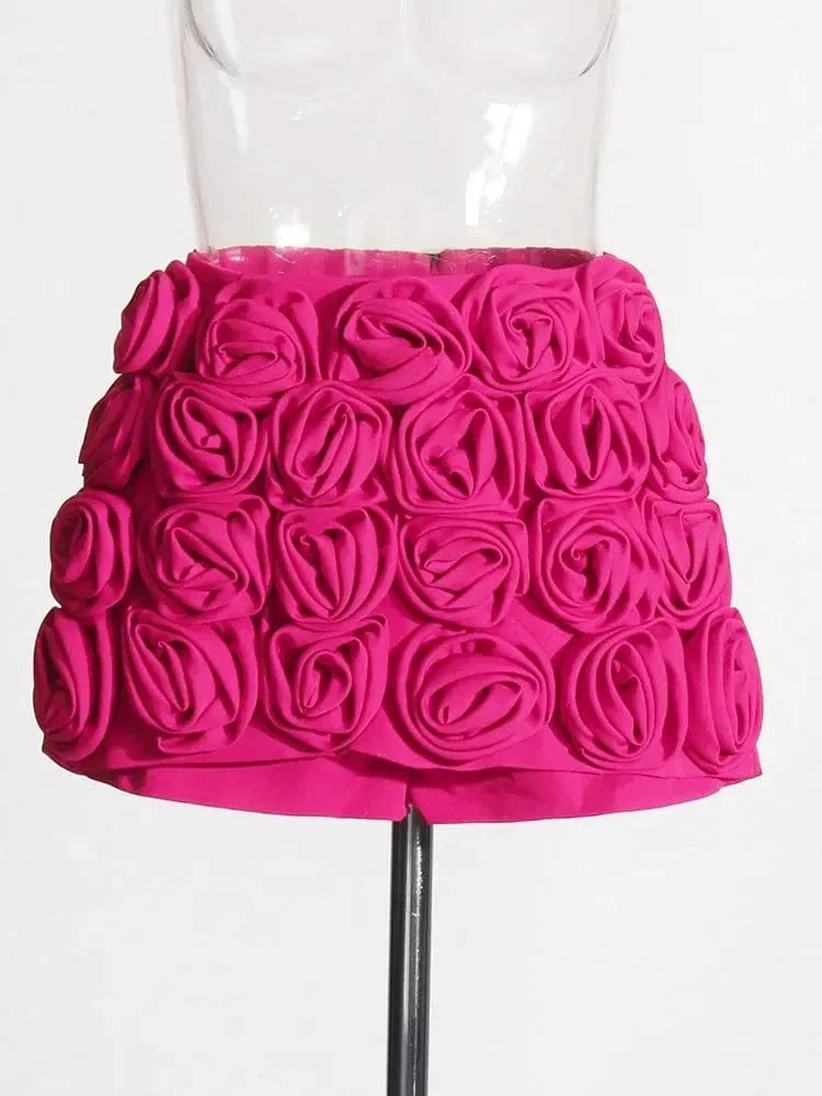 S / Purple New Fashion Woman Three-dimensional Rose Decoration Design dance High Waist casual summer Slim Skirt Shorts For Women workout