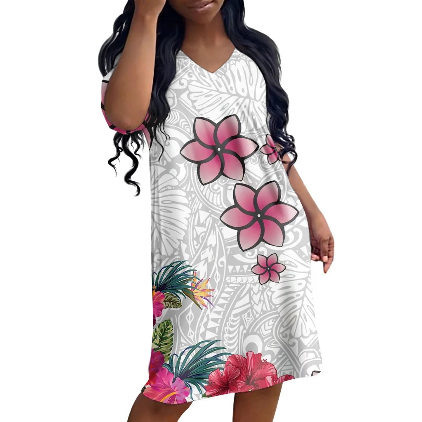 S / QQQT70 Custom Pattern Afro Black Girls Printed Dress