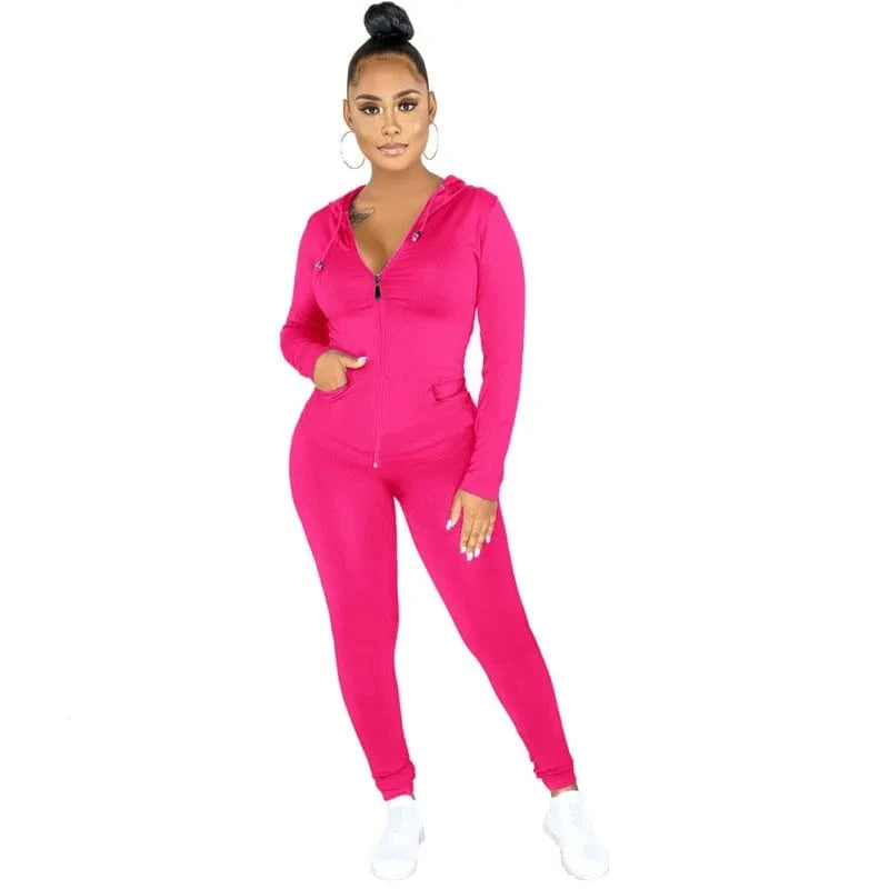 S / Rose Madder 12 Color Autumn Jogger Tracksuits For Women Sweat Suits Two Piece Pants Set 2 Pieces Ladies Hoodies Sweatshirt Coat Clothes B780