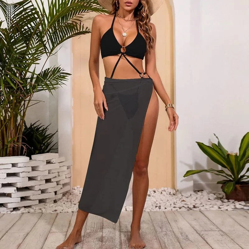 S / Style 4 Mesh Swimsuit Sexy Strings Swimwear Women 3 Piece Bikini Beach Wedding Wear Beach Cover Up Dress 2024 Summer Bathing Suit Ring