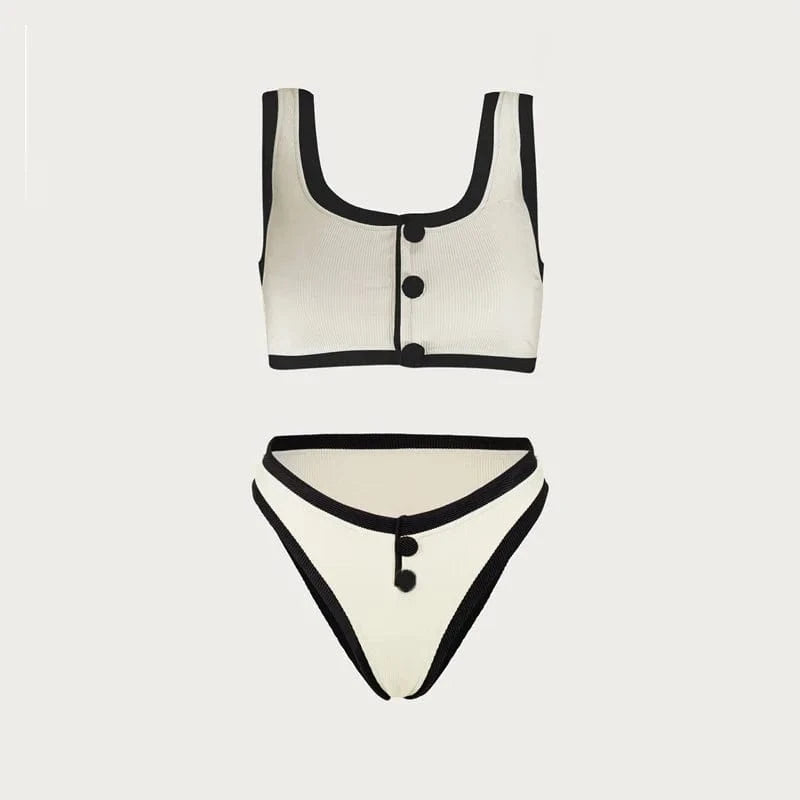 S / White 2024 Women Swimsuit Sexy Bikini Swimwear Women Beachwear Luxury Bathing Suit Tankini