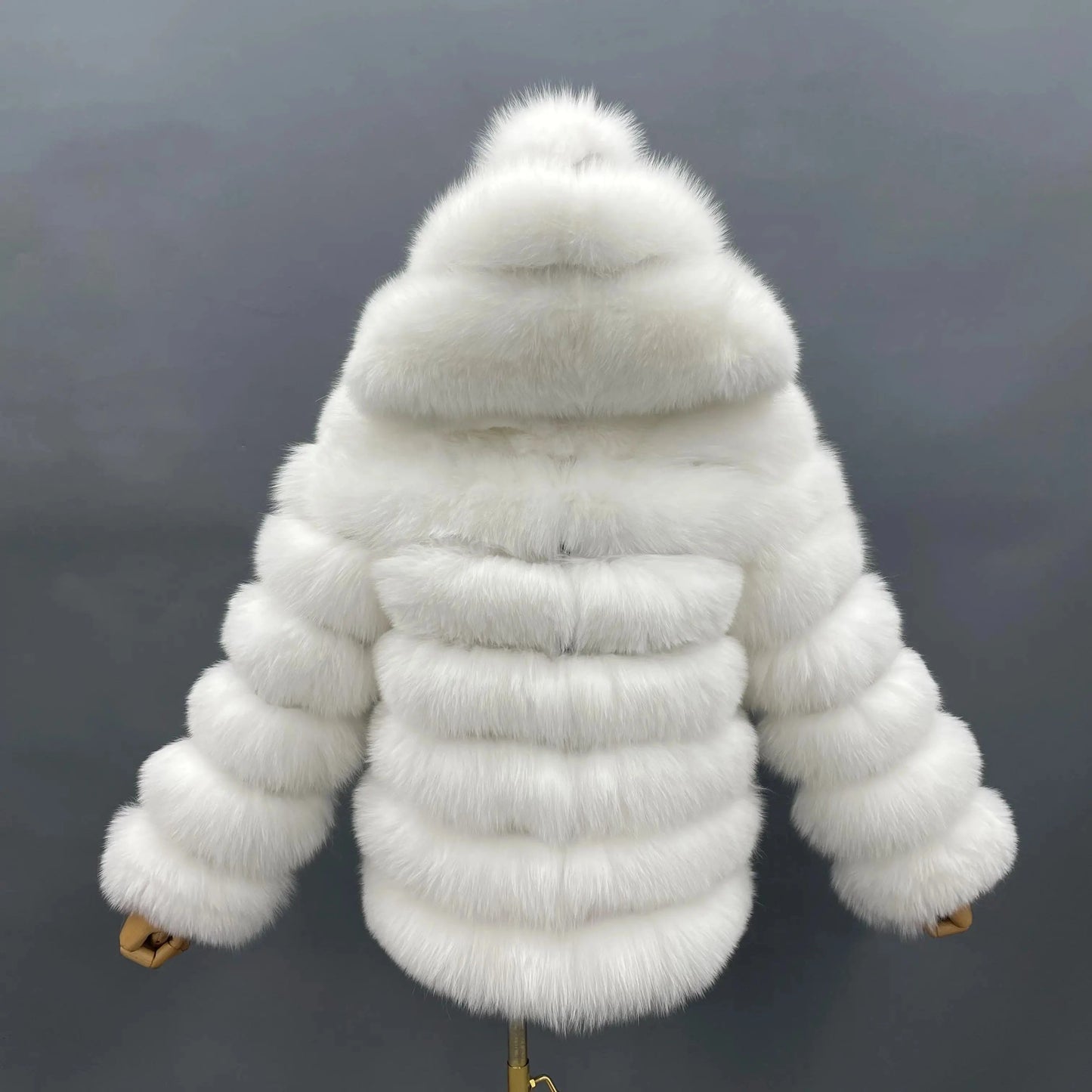 S / White Janefur new arriving cost-effective hot selling medium length hooded women fox fur coat