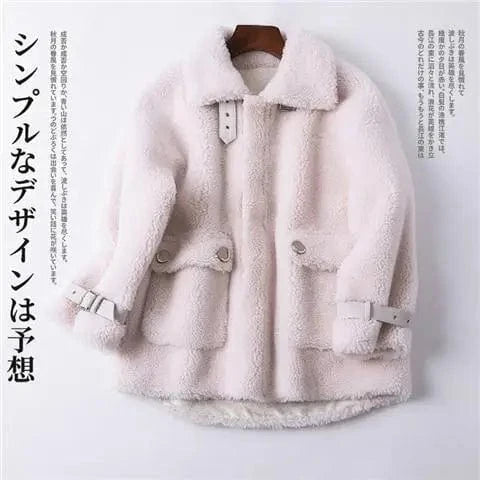 S / White Wool fur women pink trench cute fur coat custom winter coat new style 2022