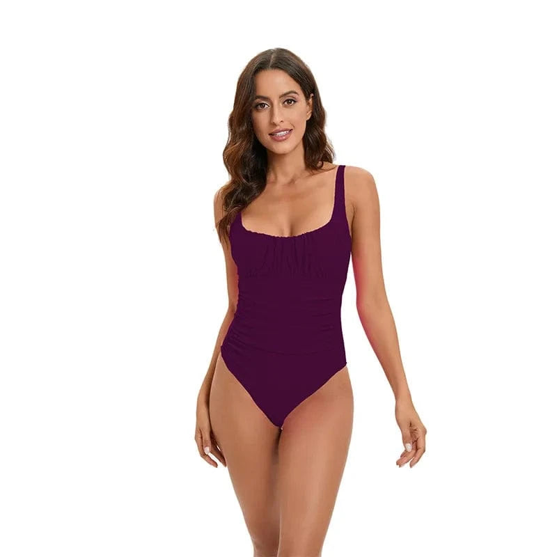 S / wine red TW 2024 new design custom logo bathing suit classic tummy control plus size swimsuit one piece swimwear for fat women