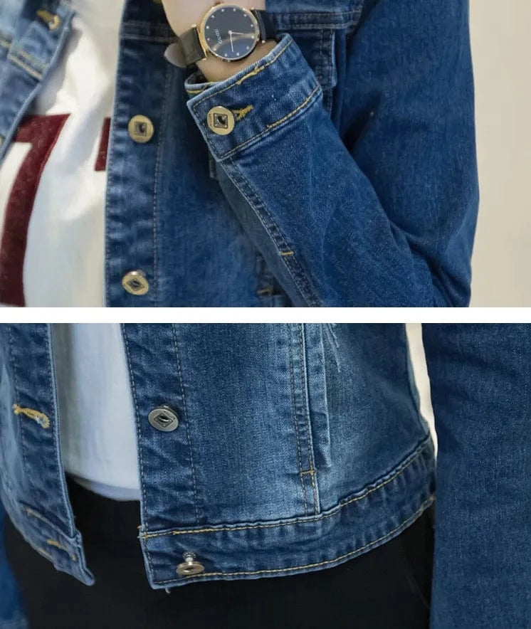 S-XXL Wholesale Solid Blue Women Denim Jacket Fashion Women Clothing Denim Jean Jacket for Women 0.6kg Per Pc