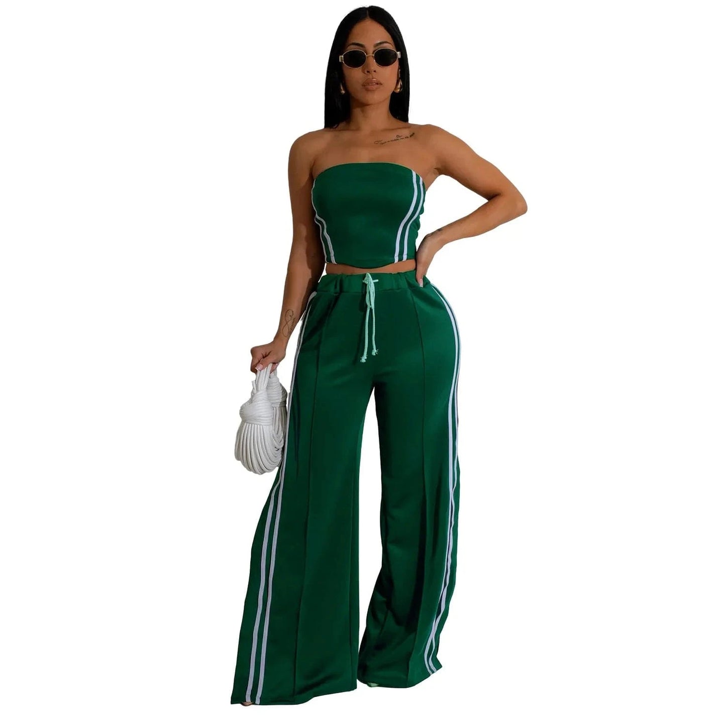 S / Z910ST05 Green Bomblook Z910ST05 Streetwear Casual Fashion Women's Solid Color Sleeveless+Long Skirt Two-piece Set New Suit 2 Piece Set Women
