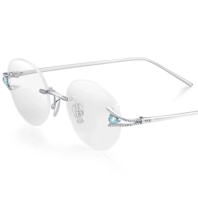 S002 Blue Silver Borregls Sterling Silver S925 Glasses Frame Women Brand Design High Quality Rimless Eyeglasses Frameless Optical Eyewear S002