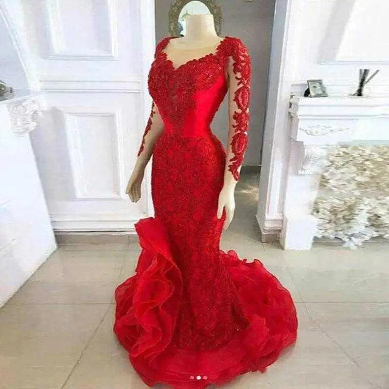 S0048G 2024 New Tempered Fishtail Long Plus XL Backless Sleeveless Printed Pattern Appliques Sexy Classic evening dresses