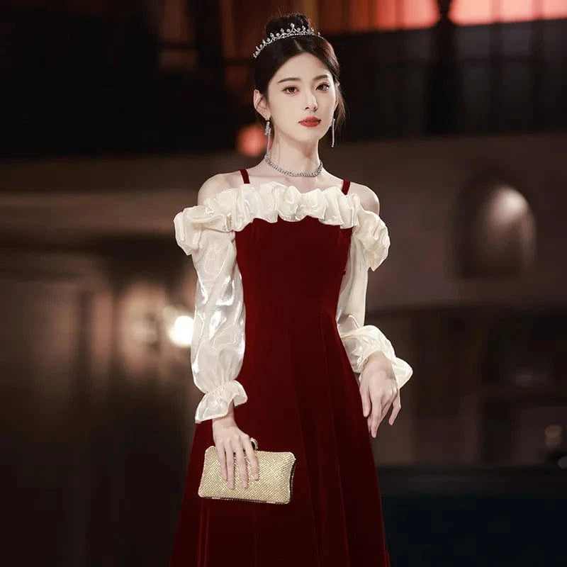 S0783T 2024 Spring Season Hot Selling Off-Shoulder Royal Design Wedding Dress Sexy Elegant Plus Size Evening Gown Half Sleeve