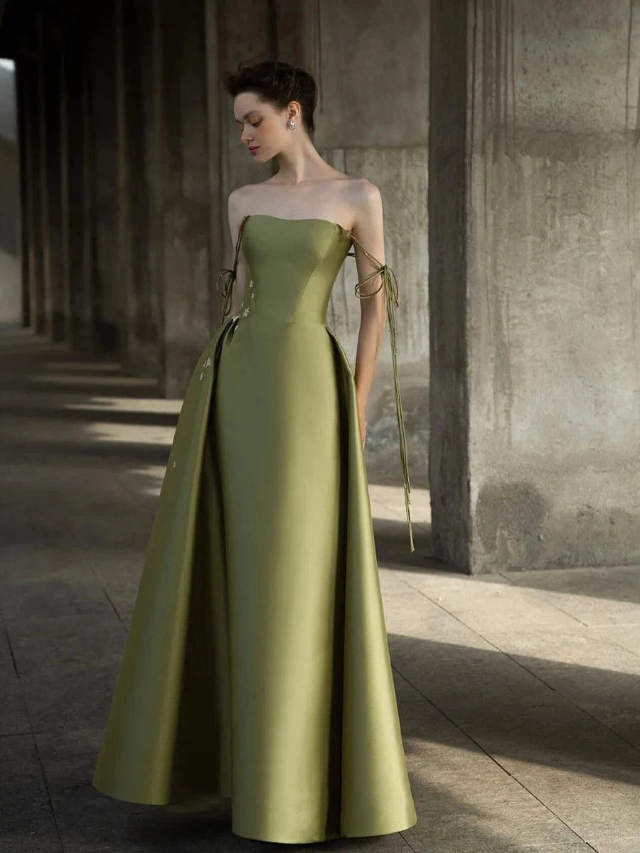 S0992T 2024 Royal Style Green Evening Dress High-Level Sense Host Classic Mermaid Silhouette Long Skirt Lace Decoration Half