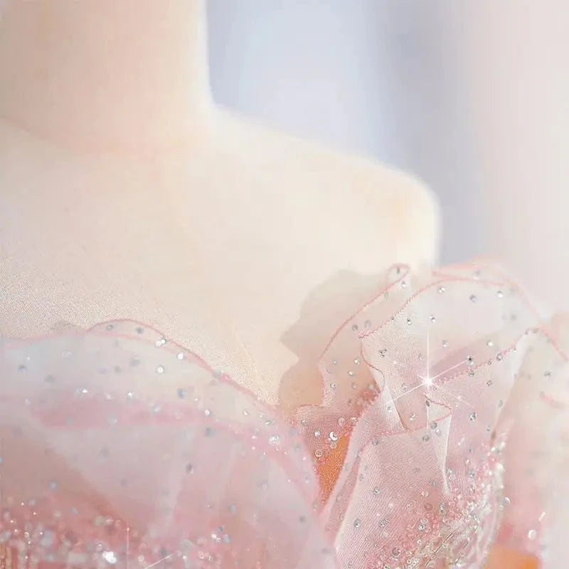 S1650T 2024 Elegant Ball Gown Slim A-Line Evening Camisole Chapel Deep V-Neck Lace Decoration Front Back Classic Long Party