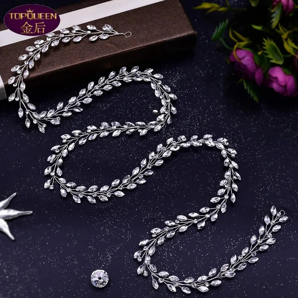 S4351F Braided hair long hair with rhinestone bar style wedding party accessories hair crown bridal tiara