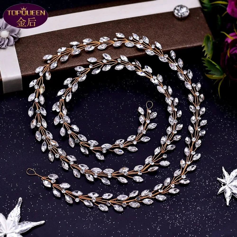 S4351F Braided hair long hair with rhinestone bar style wedding party accessories hair crown bridal tiara