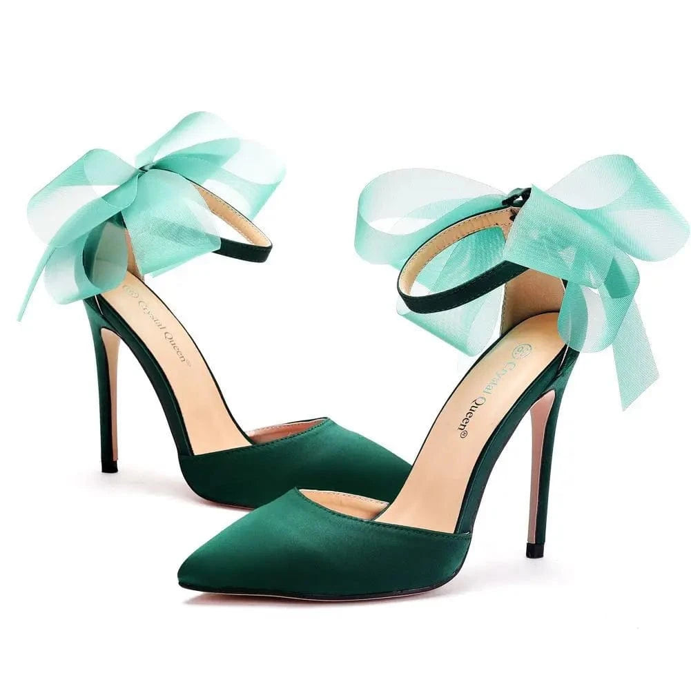 S4507F Satin women Stiletto Pointed High Heel Plus Size Banquet Bridal Wedding Shoes