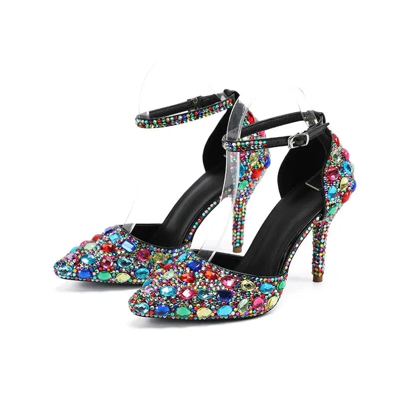 S4643F New women's low-top pointed fashion bag princess student color-block mid-heel shoes party heels wedding