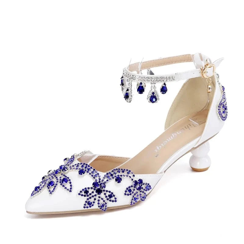 S4662F 5cm spot viscose low heel plus size white pointed fashion shoes for wedding women