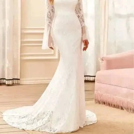 S8902F Drop shipping 2024 High -quality new models of disassembly trailer elegant white lace fabric for wedding dress