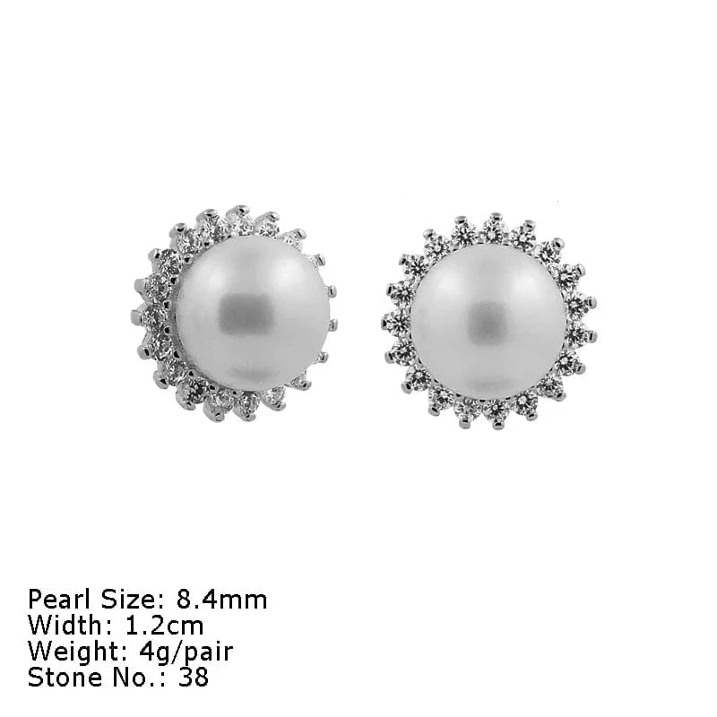 S925 Jewelry Gold Plated Fresh Water Pearl Earrings 925 Sterling Silver Earrings