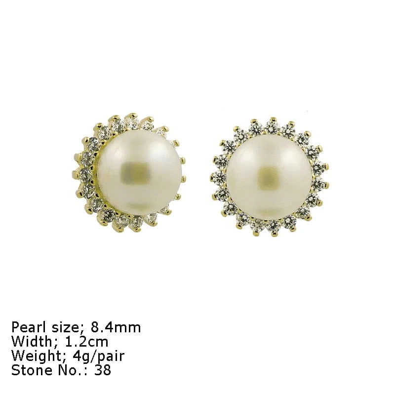 S925 Jewelry Gold Plated Fresh Water Pearl Earrings 925 Sterling Silver Earrings