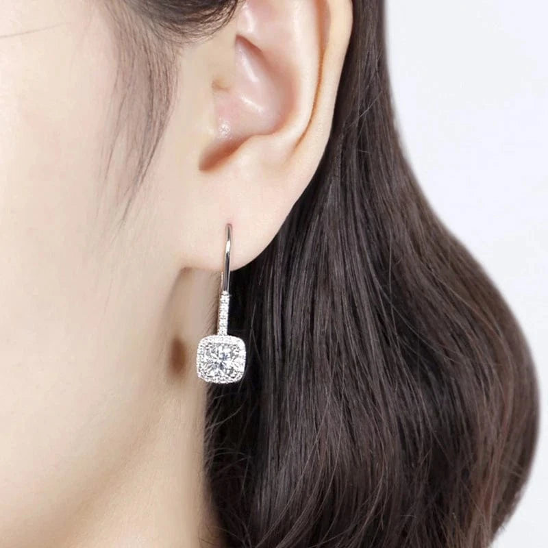 S925 Silver Color Diamond Earring for Women Luxury Blue Sapphire and Ruby Topaz silver Jewelry Gemstone Diamond Stud Earrings