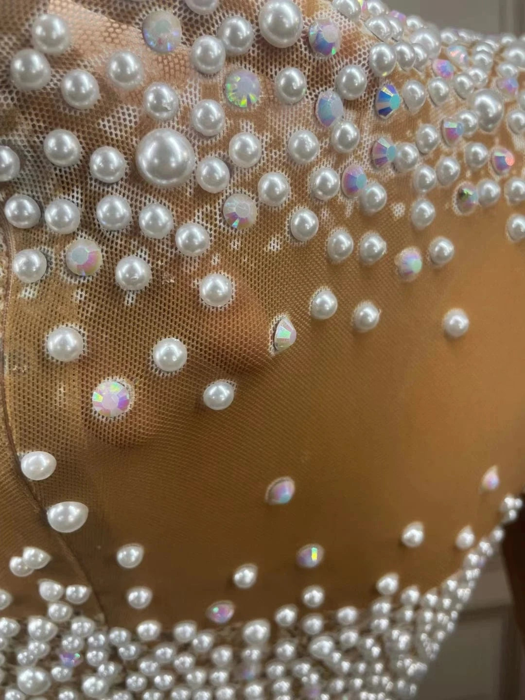 Saias Transparent Long Sleeve Rhinestone Pearl Formal Banquet Ball Gowns Birthday Party Prom Mermaid Dress Women Evening Dress