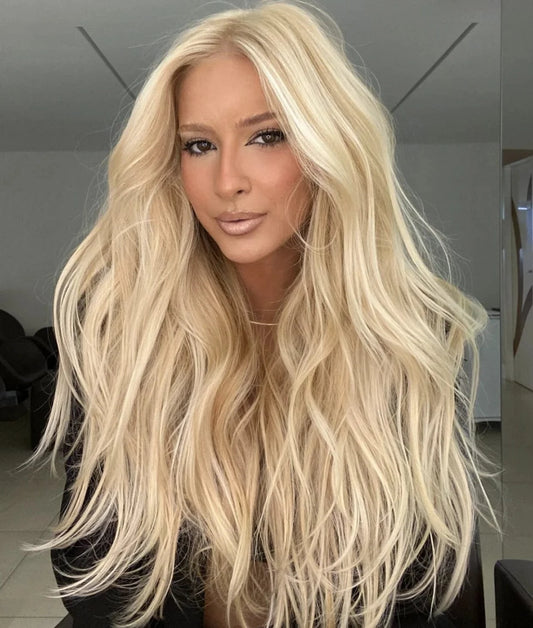 Salon Level 613 Blonde 27 Color Loose Wave Bleached Invisible Knots Virgin Russian Cuticle Aligned Hair HD Lace Front Wigs