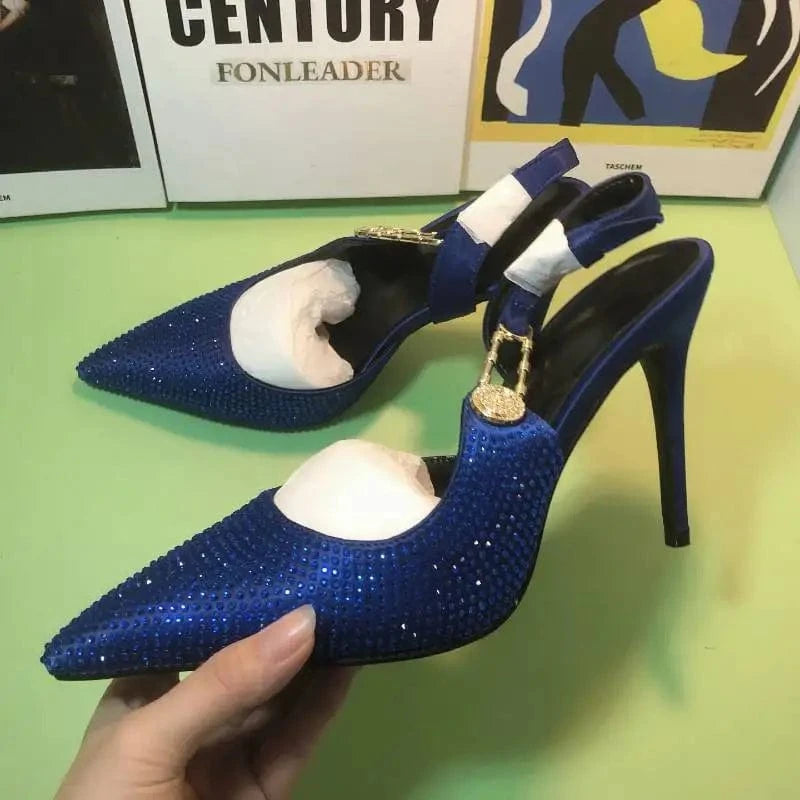 Sandale Pour Femme Summer Fashion Shoes Open Toe Rhinestone Block Heels for Ladies