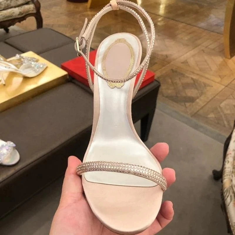 Sandalia De Dama Rhinestone Fashion Female Shoes High Trendy Strap Diamond Heels for Women