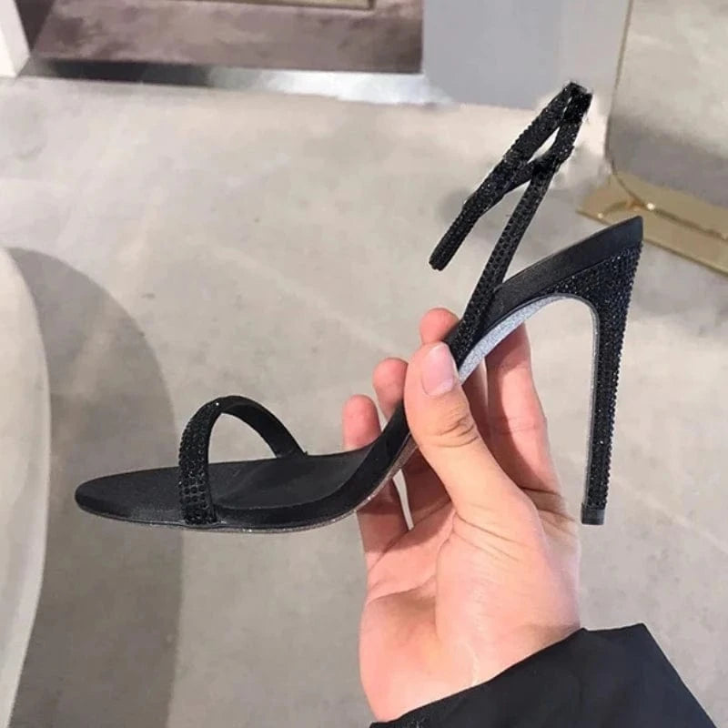Sandalia De Dama Rhinestone Fashion Female Shoes High Trendy Strap Diamond Heels for Women