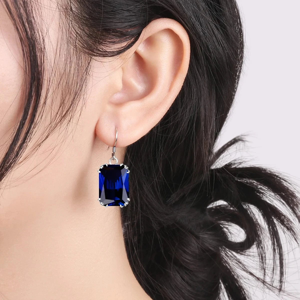 Sapphire Blue Stone Zircon Crystal Sterling Silver Jewelry Sets for Women Retro Crown Ring Pendant Earring for Party Engagement