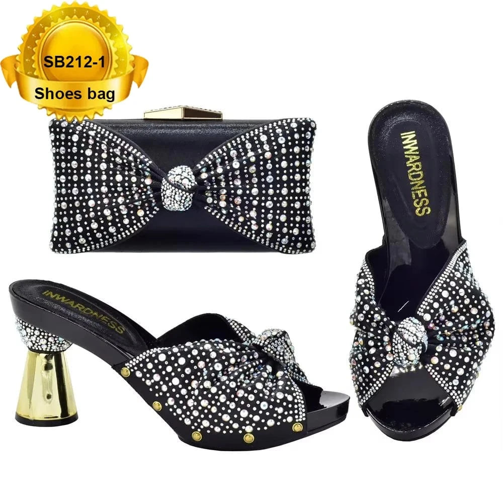 SB212 Party Rhinestone Women Clutches and Evening Bags Sandals Purple Shoes and Bag Set for wedding