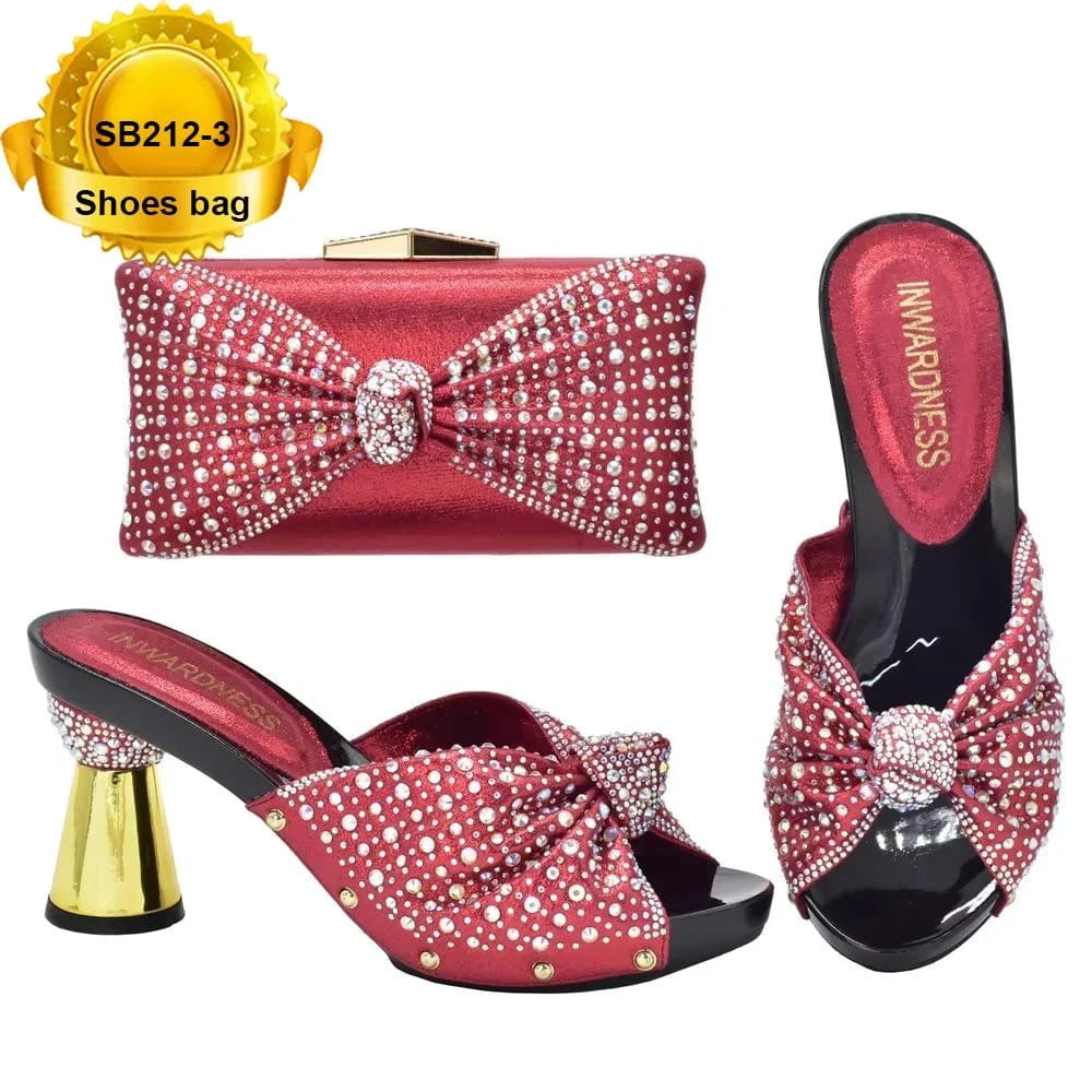 SB212 Party Rhinestone Women Clutches and Evening Bags Sandals Purple Shoes and Bag Set for wedding