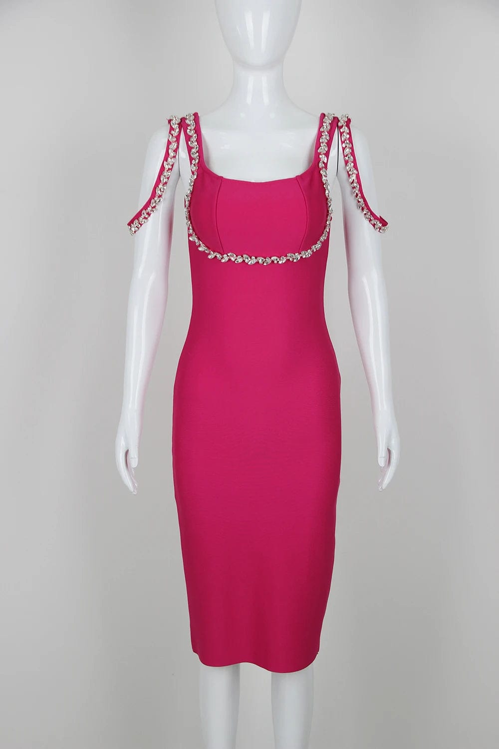 SB2665 Crystal luxury Evening Dresses Square Neck Midi Dress Bodycon Bandage Dresses For Women