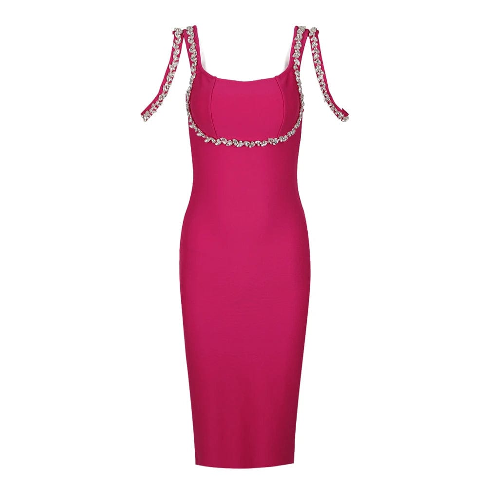 SB2665 Crystal luxury Evening Dresses Square Neck Midi Dress Bodycon Bandage Dresses For Women